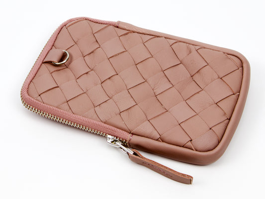 milloo Slim Pen Case Handwoven Pink Beige