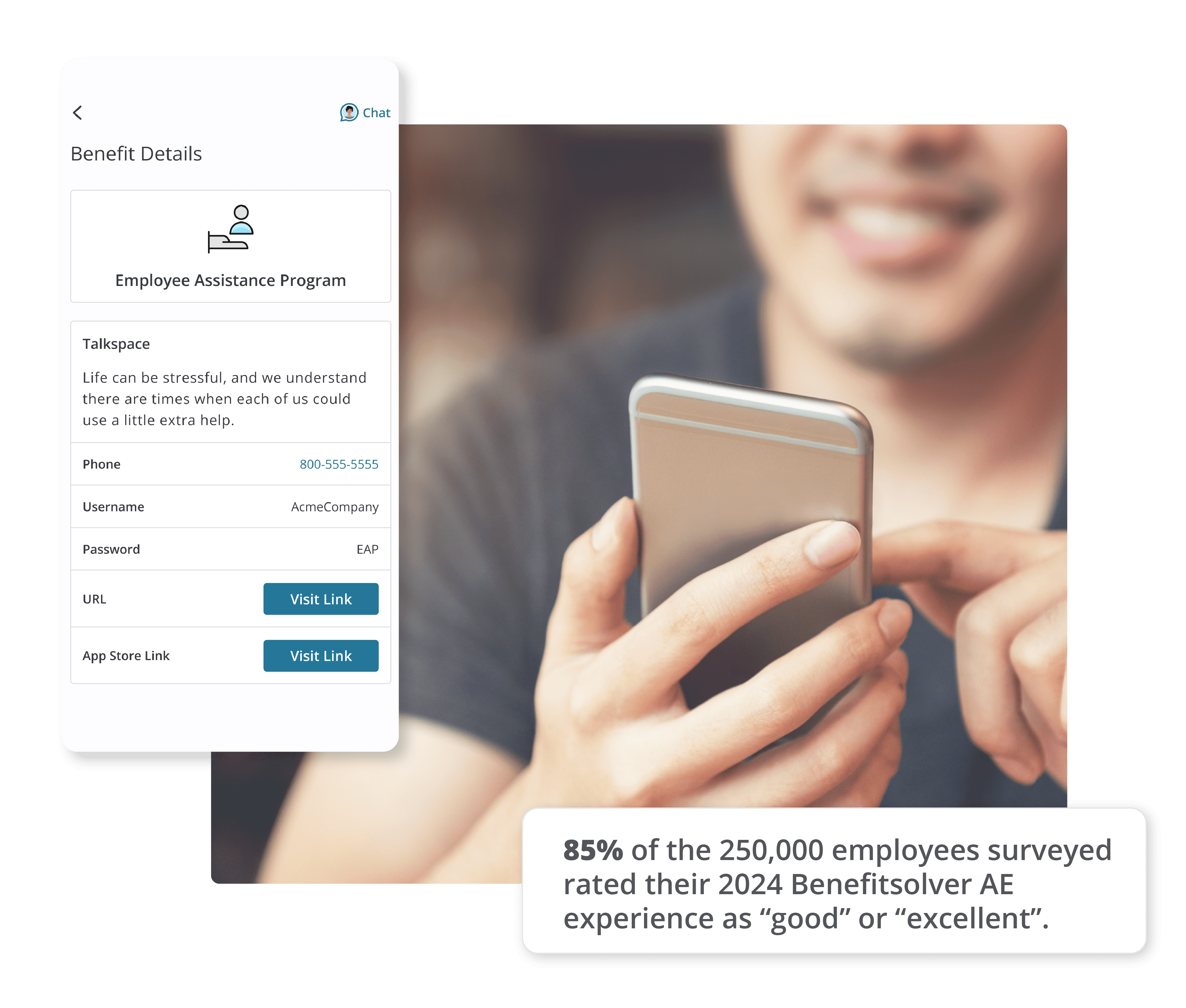 person reviewing benefits information on mobile app