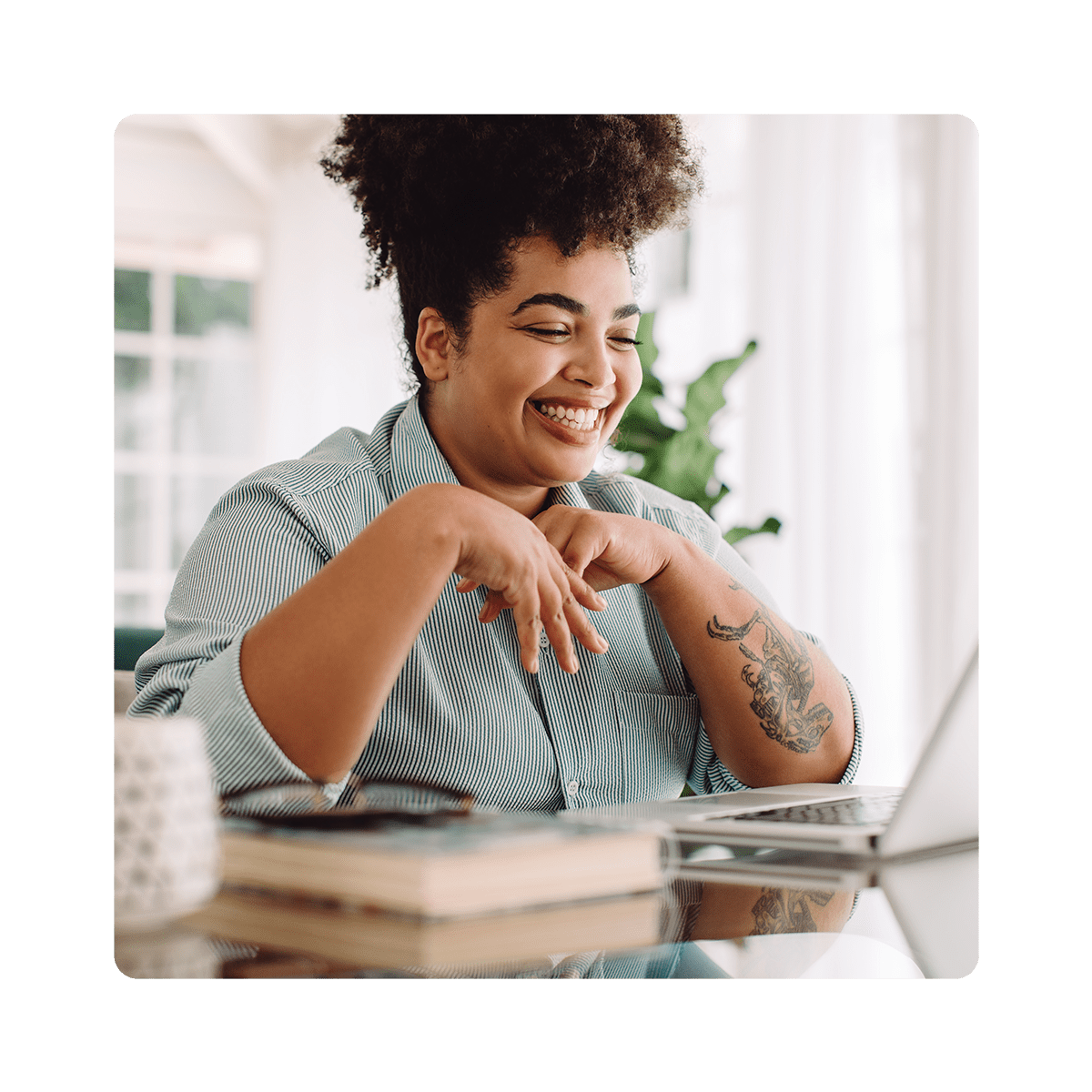 Woman using laptop