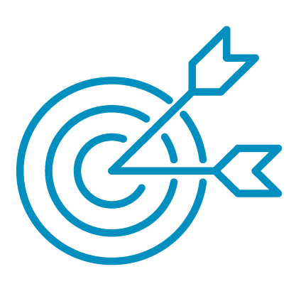 Icon image of target with arrows on the bullseye.